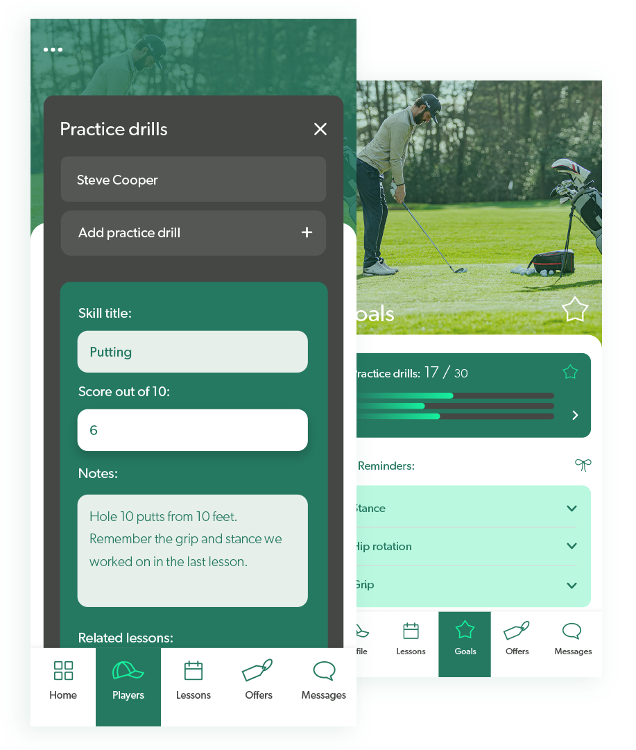 skills for golf player on app